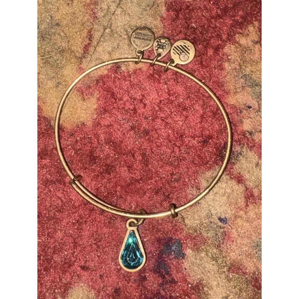 Alex and Ani Rafaelian Silver Expandable Bracelet Aquamarine Birth Stone